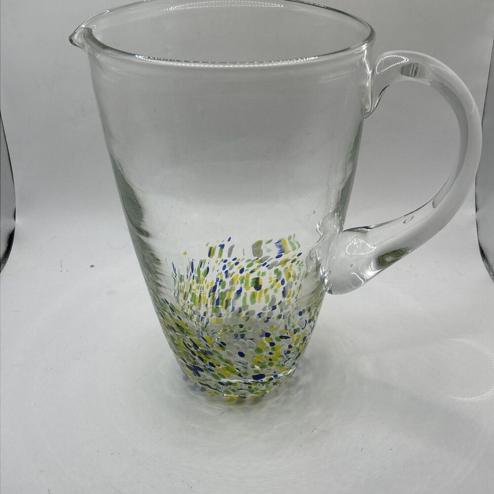 Unique Vtg Margarita Set Hand blown With Swirl 6 Lrg Glasses, 1 Lrg Pitcher - Picture 15 of 16